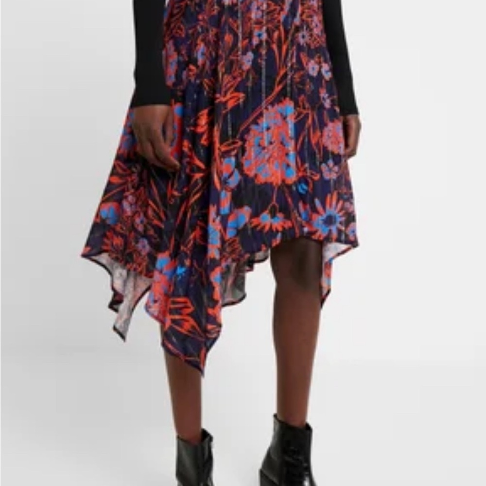 Desigual Asymmetrical Skirt - Black and Blue